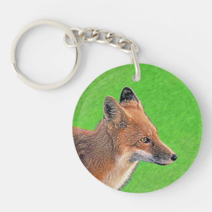 Red Fox Painting - Original Wildlife Art Key Ring