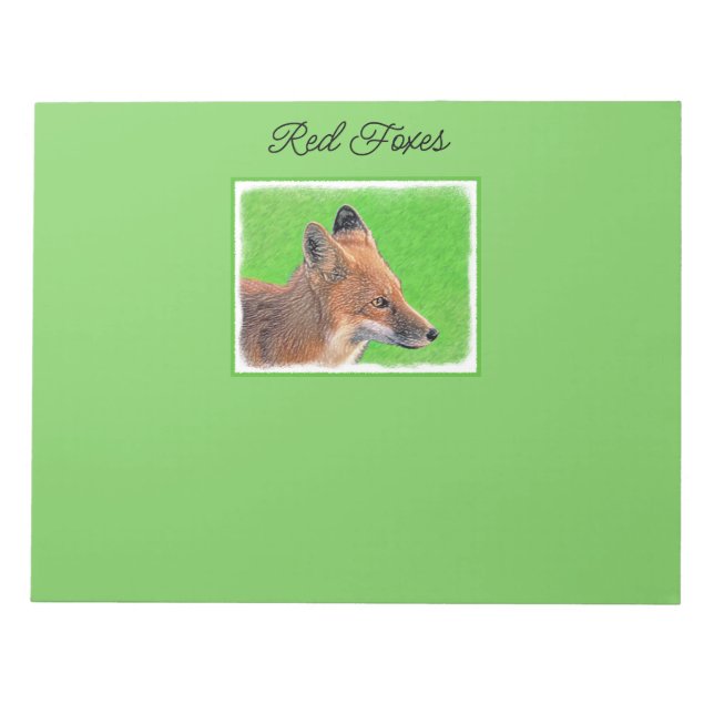 Red Fox Painting - Original Wildlife Art Notepad (Front)