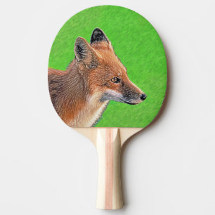 Red Fox Painting - Original Wildlife Art Ping Pong Paddle