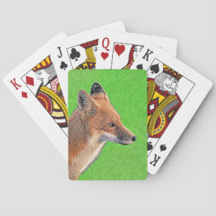 Red Fox Painting - Original Wildlife Art Playing Cards