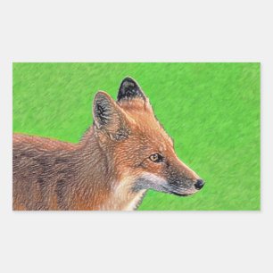 Red Fox Painting - Original Wildlife Art Rectangular Sticker