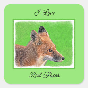 Red Fox Painting - Original Wildlife Art Square Sticker