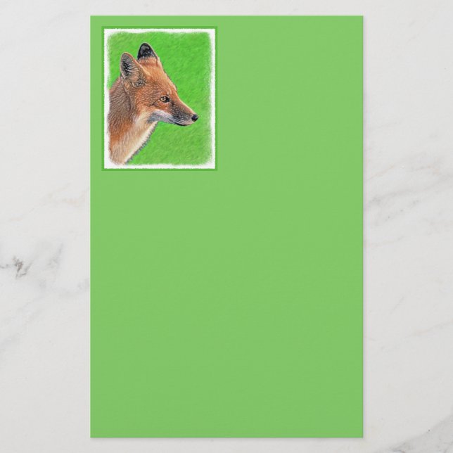 Red Fox Painting - Original Wildlife Art Stationery (Front)