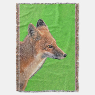 Red Fox Painting - Original Wildlife Art Throw Blanket