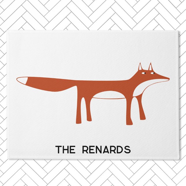 Red Fox Personalised Doormat (Fox personalized name doormat)
