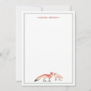 Red Fox Personalised Stationery Card
