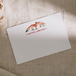 Red Fox Personalised Stationery Small Card