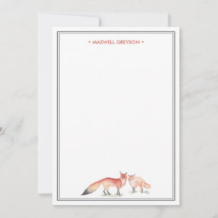Red Fox Personalized Stationery Card