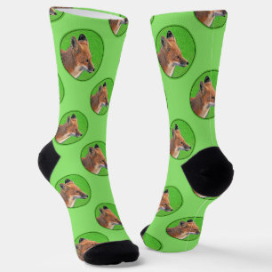Red Fox Portrait Painting Original Wildlife Art Socks