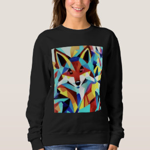 Red Fox Running Through Water Geometric Style Sweatshirt