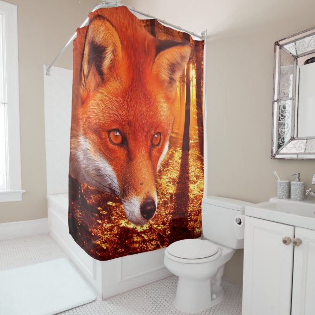Red Fox Shower Curtain (In Situ)