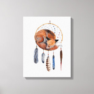 Red Fox Sleeping on Dreamcatcher Canvas Print