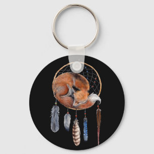 Red Fox Sleeping on Dreamcatcher Key Ring