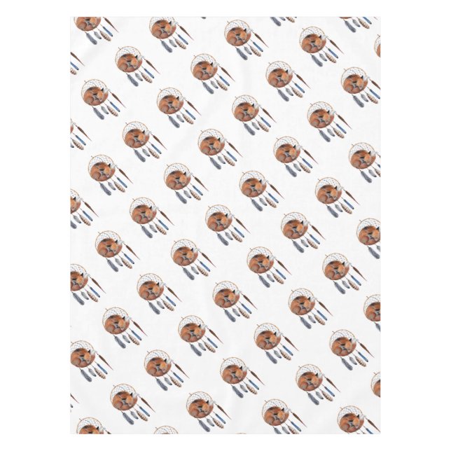 Red Fox Sleeping on Dreamcatcher Tablecloth (Front)