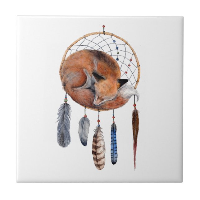 Red Fox Sleeping on Dreamcatcher Tile (Front)