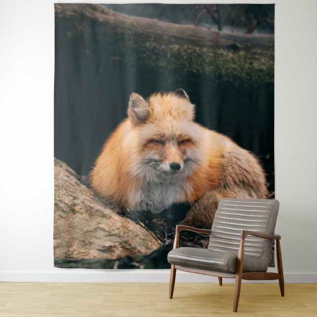 Red Fox Sleeping Tapestry (In Situ)