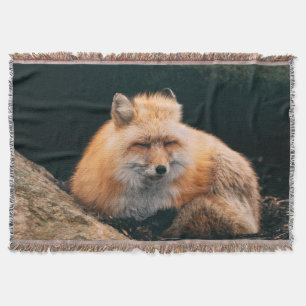 Red Fox Sleeping Throw Blanket