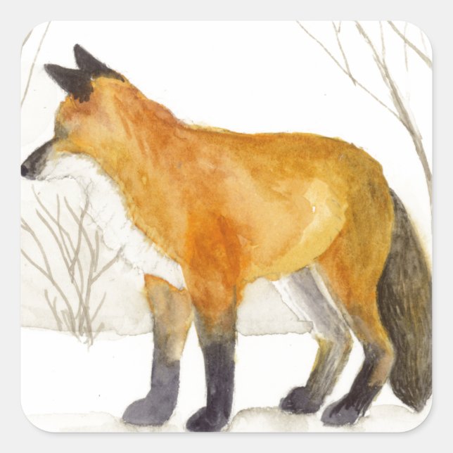 Red Fox Square Sticker (Front)