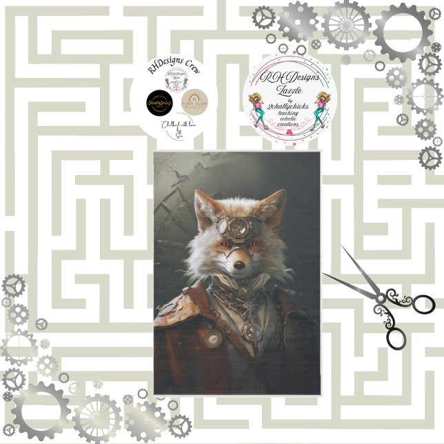 Red Fox Steampunk Style Decoupage Tissue Paper (Creator Uploaded)