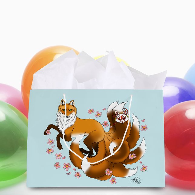 Red Fox Tails Kitsune Kasai Large Gift Bag (Creator Uploaded)