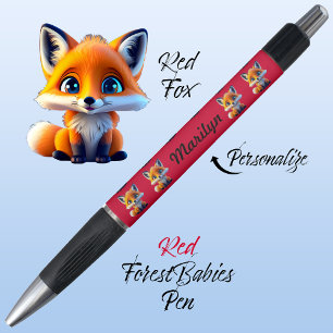 Red Fox, Unique Kids School Stationery Vibrant Red