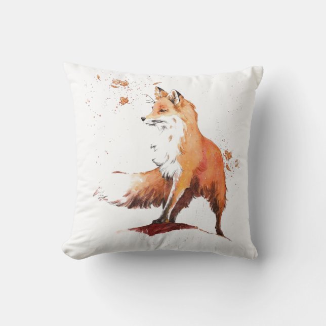 Red Fox Watercolor Cushion (Front)