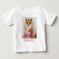 Red Fox Watercolor First Birthday Baby Boys Baby T