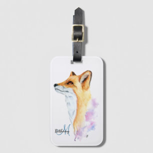 Red Fox Watercolor Personalised Luggage Tag