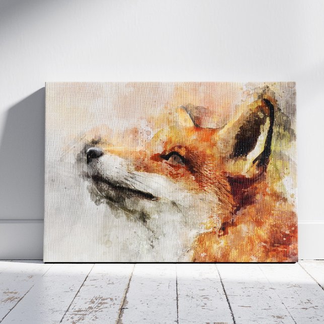Red Fox Watercolor Portrait 01 Canvas Print (Red Fox Watercolor Portrait 01. Canvas Print)