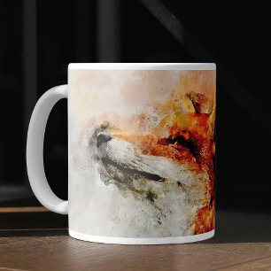 Red Fox Watercolor Portrait 01 Coffee Mug