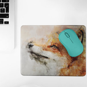 Red Fox Watercolor Portrait 01 Mouse Pad