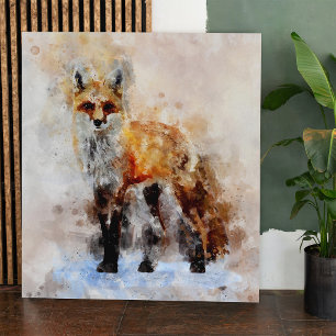 Red Fox Watercolor Portrait 02 Poster