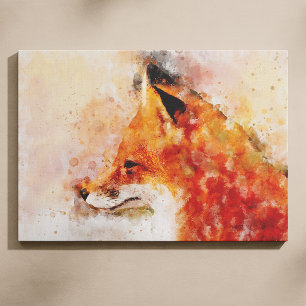 Red Fox Watercolor Portrait 03 Canvas Print
