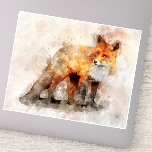 Red Fox Watercolor Portrait 04 (Red Fox Watercolor Portrait 04. Sticker)