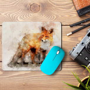Red Fox Watercolor Portrait 04 Mouse Pad