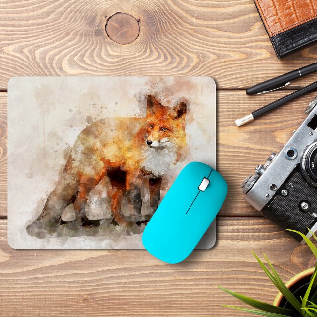 Red Fox Watercolor Portrait 04 Mouse Pad (Red Fox Watercolor Portrait 04. Mouse Pad)