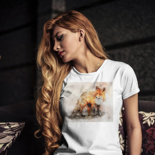 Red Fox Watercolor Portrait 04 T-Shirt