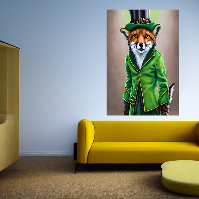 Red fox wearing green clothes | AI Art  Poster (Creator Uploaded)