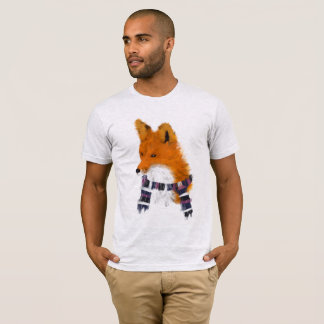 Red Fox Wearing Winter Scarf Art Tee