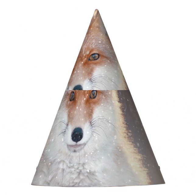 Red fox, winter forest, scenic illustration. party hat (Front)