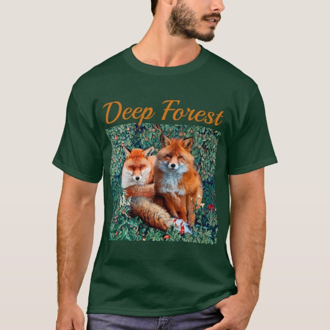 RED FOXES  AMONG GREEN LEAVES ,FOLIAGE,FLOWERS T-Shirt (Front)