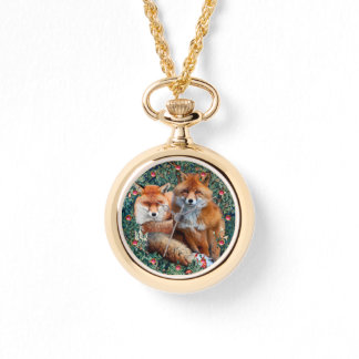 RED FOXES AMONG GREENERY, FOLIAGE AND FLOWERS WATCH