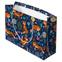 Red foxes and flowers pattern