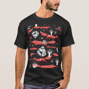 Red Foxes: Dark Background Seamless. T-Shirt