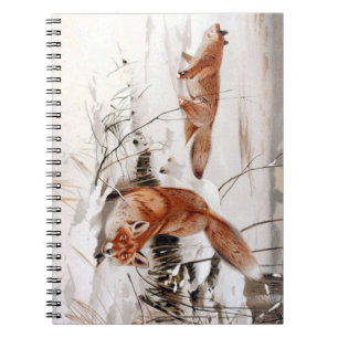 Red Foxes in Snow at Winter (by Wilhelm Kuhnert) Notebook