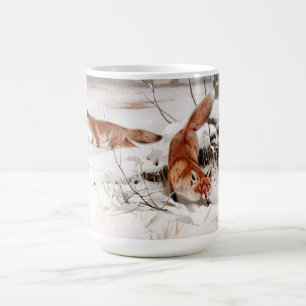 Red Foxes in the Winter Snow (by Wilhelm Kuhnert) Coffee Mug