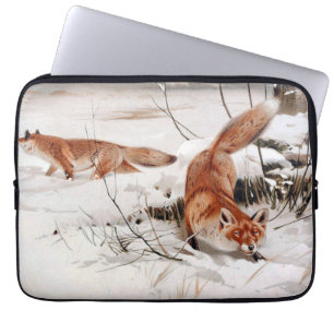 Red Foxes in the Winter Snow (by Wilhelm Kuhnert) Laptop Sleeve