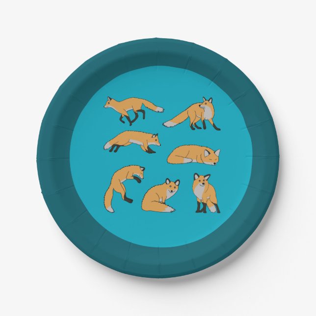 Red Foxes Paper Plate (Front)