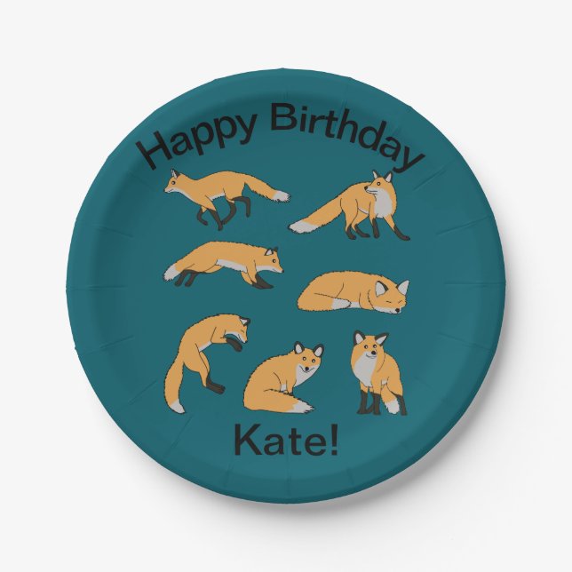 Red Foxes Paper Plate (Front)