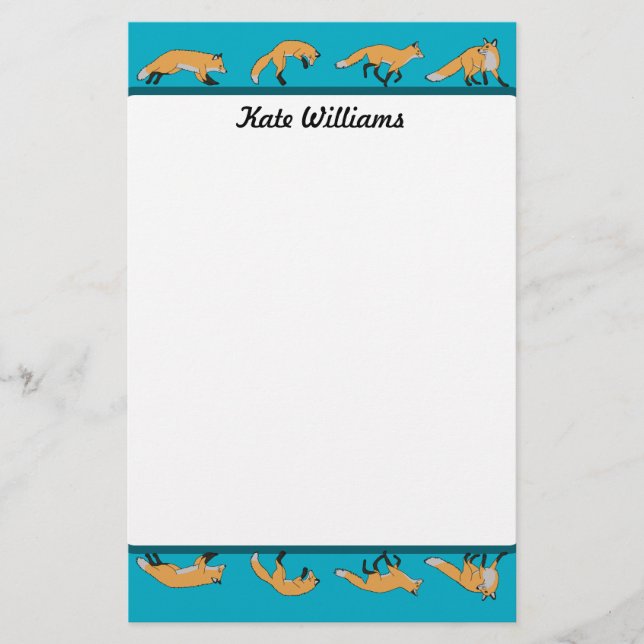 Red Foxes Personalised Stationery (Front)
